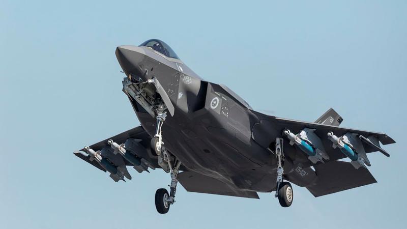 An F-35A Lightning II takes off with its payload of GBU-12 bombs from RAAF Base Darwin during Exercise Arnhem Thunder 21. Photo: Leading Aircraftman Stewart Gould