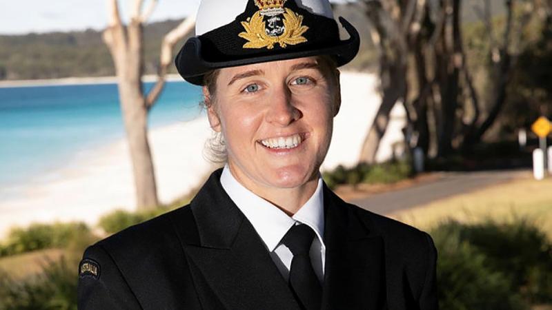 Nursing officer and New Entry Officers Course 64 graduate Lieutenant Laura McRae at HMAS Creswell, Jervis Bay, New South Wales. Photo: Petty Officer Justin Brown