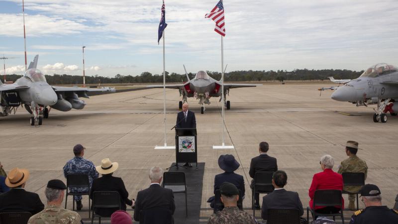 Minister for Defence Peter Dutton officially opens Exercise Talisman Sabre 2021, at RAAF Base Amberley, Queensland. Photo: Sergeant Peter Borys