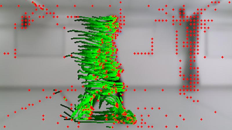 Motion detection and tracking of a person in video sequence using optical flow.