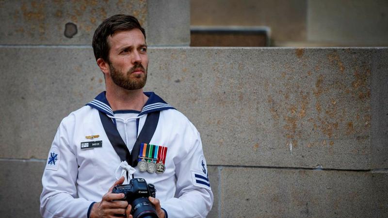 Leading Seaman David Cox captures photographs at the Australian War Memorial in Canberra as part of his Initial Employment Training Course. Photo: Trooper Jonathan Goedhart