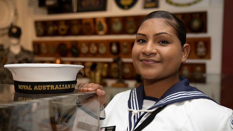  Recruit Shyndalia Woosup at the Cairns RSL after her graduation parade in Cairns, Queensland. Photo: Petty Officer Bradley Darvill
