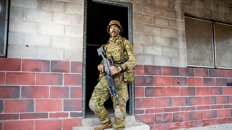 Private Will Yet Foy at the Townsville Field Training Area in Queensland during Exercise Talisman Sabre. Photo: Leading Aircraftwoman Emma Schwenke