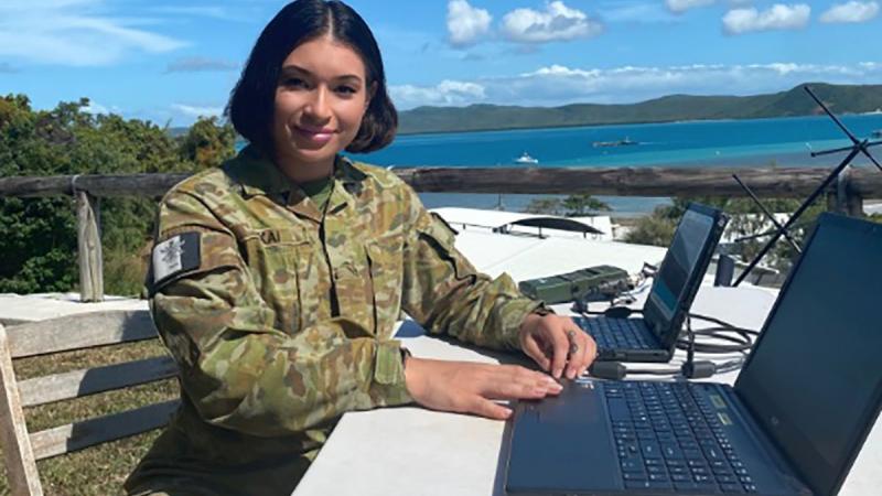 Corporal Victoria Takai at her posting to Thursday Island as a communication systems operator.