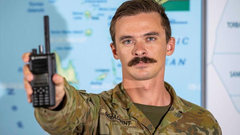 Signaller Hugh Broadbent, from the 7th Combat Signals Regiment, is deployed to Vanuatu as part of a team training the Vanuatu Police Force in high frequency and very high frequency radio systems. Photo: Corporal Olivia Cameron