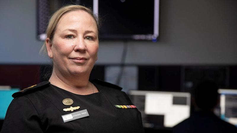Chief Petty Officer Kathleen Price is the Staff Officer Cyber Operations for the Navy's Information Warfare Branch in Canberra. Photo: Petty Officer Bradley Darvill 