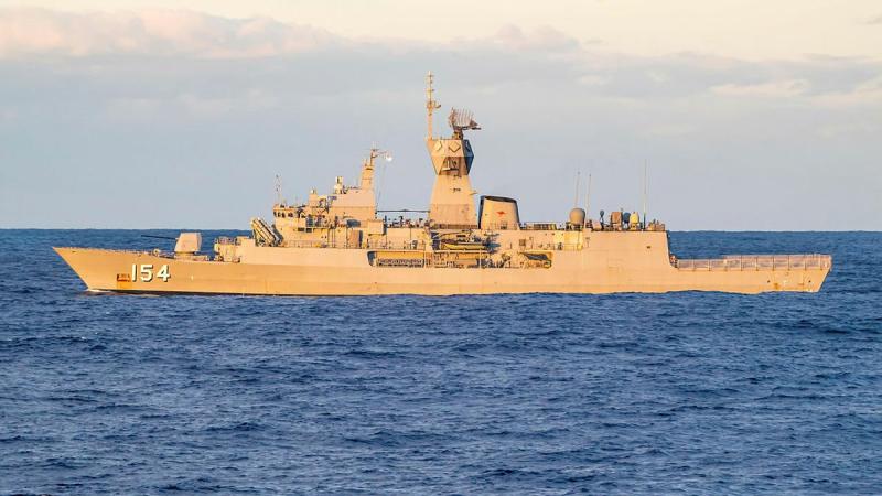 RAN warship HMAS Parramatta sails off the coast of Queensland during Exercise Talisman Sabre. Photo: Corporal Lynette Ai Dang