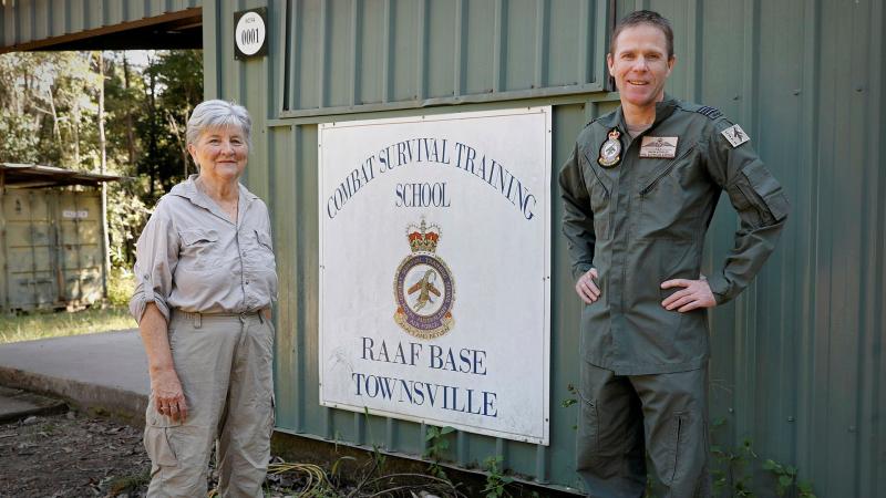 Commanding Officer Combat Survival Training School Squadron Leader Simon Longley with historian Lynette Silver, who has researched the World War II Sandakan death marches. Photo: Corporal Veronica O’Hara