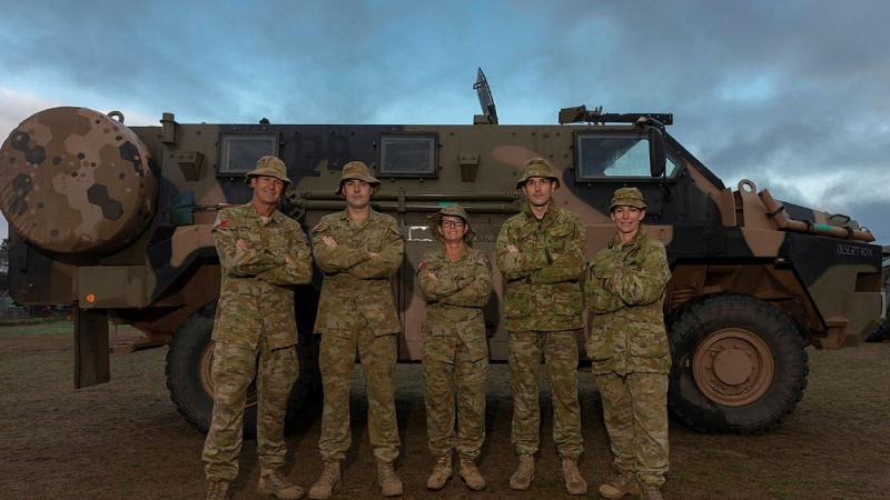 Lieutenant Misty Evans, right, with Army reservists at Kangaroo Island on Operation Bushfire Assist. Photo: Leading Seaman Shane Cameron