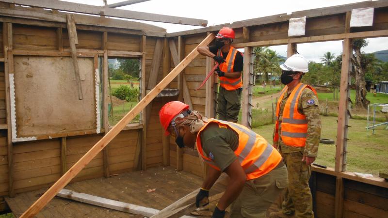 Specialist Army engineers assess school infrastructure in need of urgent repair during the reconstruction efforts in Fiji.