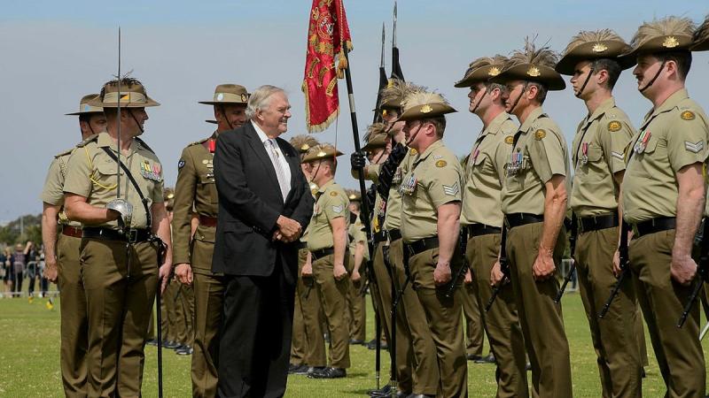 Governor of Western Australia Kim Beazley inspects the parade held to re-raise the 10th Light Horse Regiment in Western Australia. Photo: Sergeant Gary Dixon