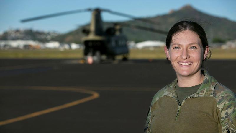 Lieutenant Jaime Spragge is a CH-47F Chinook heavy lift helicopter pilot with the 5th Aviation Regiment based at RAAF Base Townsville. Photo: Corporal Veronica O'Hara