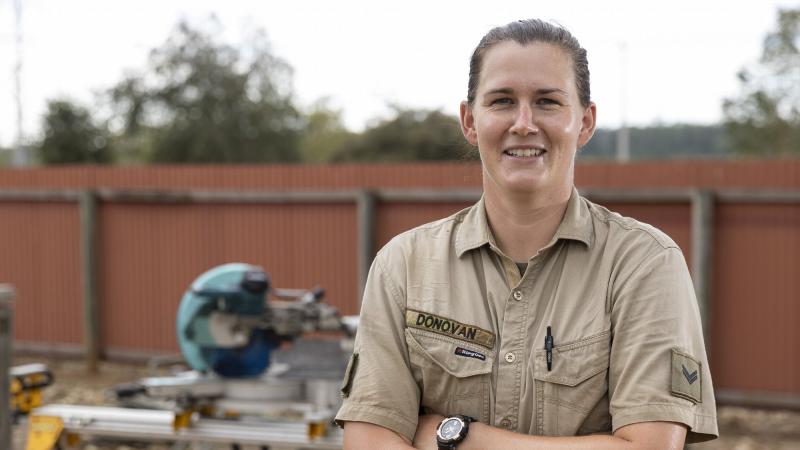 Army carpenter Corporal Courtney Donovan deployed to Timor-Leste on Exercise Hari'i Hamutuk 2021. Photo: Leading Seaman Jarrod Mulvihill