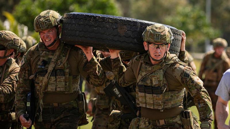 Craftsman Cameron Radke, right, and his team take part in Exercise Combat Echidna at Gallipoli Barracks, Brisbane. Photo: Corporal Nicole Dorrett