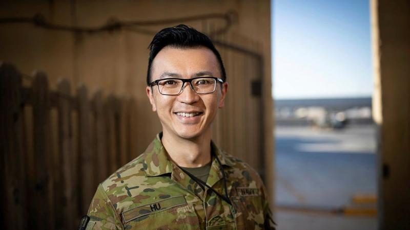 Navy medical officer Lieutenant Commander Lin Hu is an anaesthetist with the Australian Surgical Team at the Baghdad Diplomatic Support Centre in Iraq. Photo: Sergeant Glen McCarthy