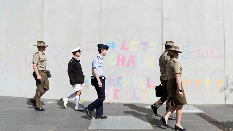 A 'Let's Chalk about Mental Health' activity was held at Adams Auditorium, ADFA, in 2019 in support of World Mental Health Day. Photo Jay Cronan