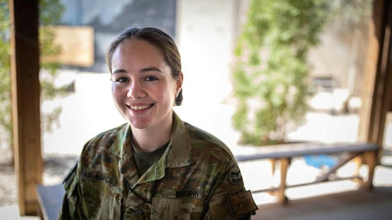 Air Force perioperative nurse Flying Officer Cheryl Brophy is deployed to Iraq and is working at the Baghdad Diplomatic Support Centre. Photo: Sergeant Glen McCarthy