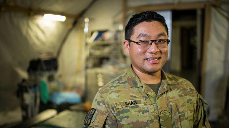 Australian Army surgeon Major Daniel Chan is part of the Australian Surgical Team deployed to the Baghdad Diplomatic Support Centre in Iraq. Photo: Sergeant Glen McCarthy