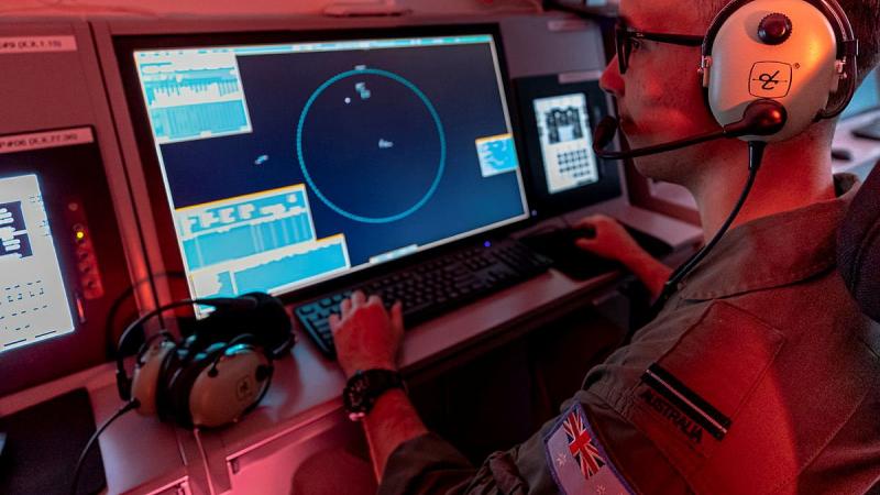 An air battle manager from No. 2 Squadron at RAAF Base Williamtown conducts surveillance operations on Exercise Coalition Virtual Flag 22-1. Photo: Leading Aircraftwoman Catherine Kelly