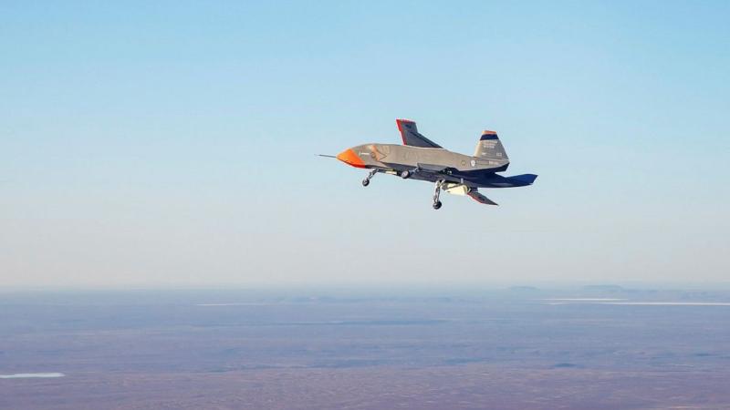 The Boeing Australia, Airpower Teaming System, known as Loyal Wingman, conducts its first flight at Woomera, South Australia, earlier this year. Photo: Corporal Craig Barrett