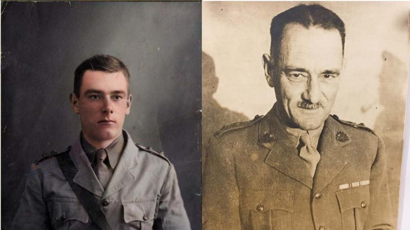 Left, Lieutenant Shirley Goodwin's enlistment portrait for World War I; and right, Brigadier Shirley Goodwin while deployed in New Guinea during World War II.