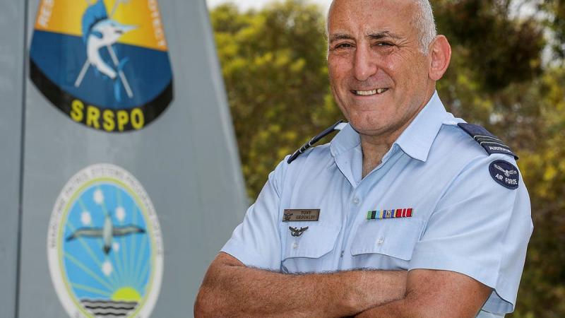 Squadron Leader Anthony Gesualdi, from the Surveillance and Response Systems Program Office at RAAF Base Edinburgh, South Australia, wearing his Federation Star awarded for 40 years’ service. Photo: Corporal Brenton Kwaterski