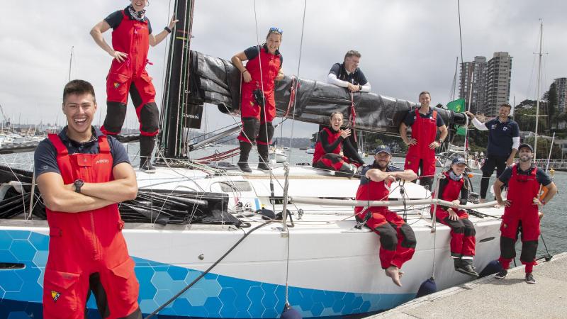 The Navy One crew prior to the start of the Rolex Sydney to Hobart Yacht Race 2021. Photo: Chief Petty Officer Kelvin Hockey.