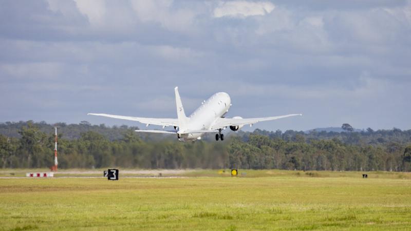 One of the two RAAF P-8A Poseidon flights to Tonga departs RAAF Base Amberley, Queensland, to assess damage. Photo by Leading Aircraftwoman Emma Schwenke.