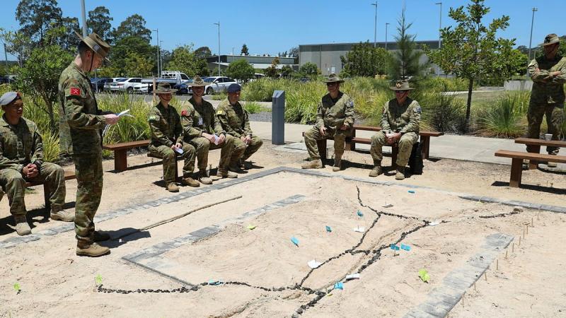 Captain Daniel Riedstra, of Headquarters 2nd Division, conducts orders for his training syndicate during the final phase of the All Corps Captains' Course at Holsworthy Barracks. Photo: Captain Jon Stewart