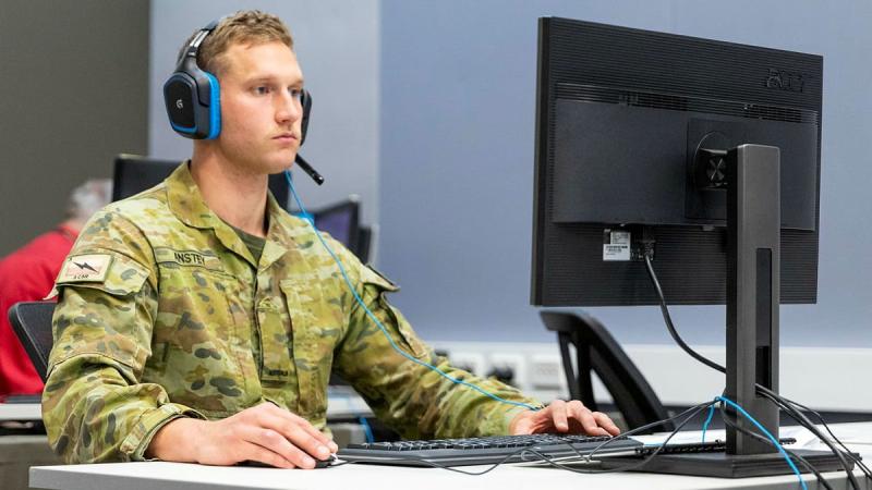 Craftsman Sheldon Anstey, from the 3rd Combat Signal Regiment, conducts his summative assessment for the Royal Australian Electrical and Mechanical Engineers Subject Two for Corporal Course. Photo: Sapper Jacob Chiplen