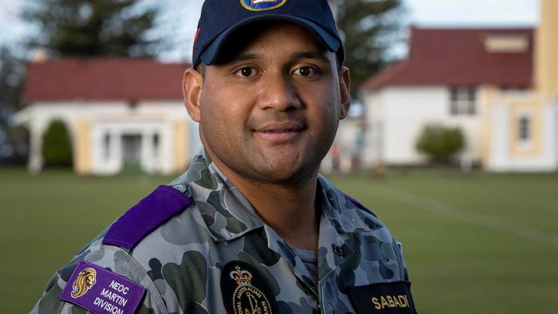 Midshipman Lawrence Sabai at the Royal Australian Naval College, HMAS Creswell. Photo: Private Jacob Joseph