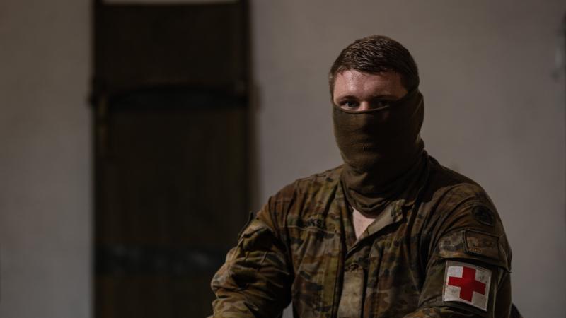 Army medic Private Justin Banks on Atata Island during Operation Tonga Assist 2022. Photo: Leading Seaman David Cox