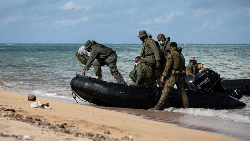 Republic of Fiji Military Forces and ADF personnel on Atata Island in Tonga during Operation Tonga Assist 2022. Photo: Leading Seaman David Cox