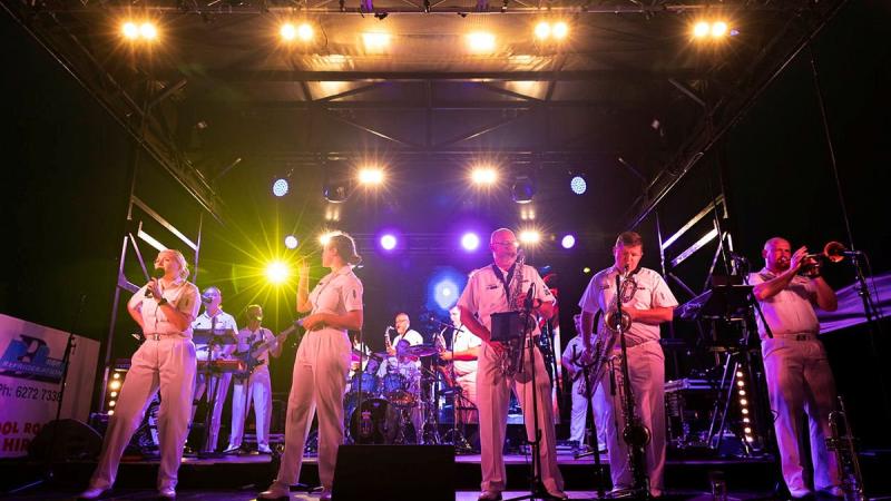 The Royal Australian Navy Band Tasmania performs at the 184th Royal Hobart Regatta in Hobart. Photo: Leading Seaman Daniel Goodman