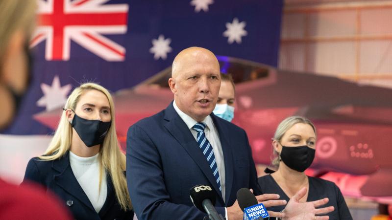 Minister for Defence Peter Dutton at the Hawk 127 contract signing at RAAF Base Williamtown. Photos: Leading Aircraftman Samuel Miller