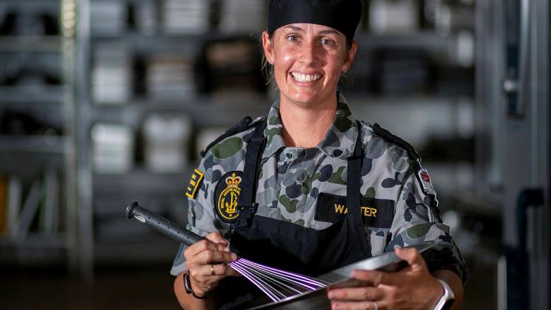 Chef Leading Seaman Tenielle Walter has been recognised in this year's Australia Day honours. Photo: Leading Seaman Ernesto Sanchez