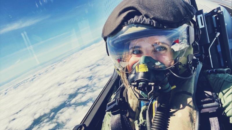 Royal Australian Air Force flight test engineer Flight Lieutenant Rosemary Taouk conducts flight test training in the United Kingdom in 2020.