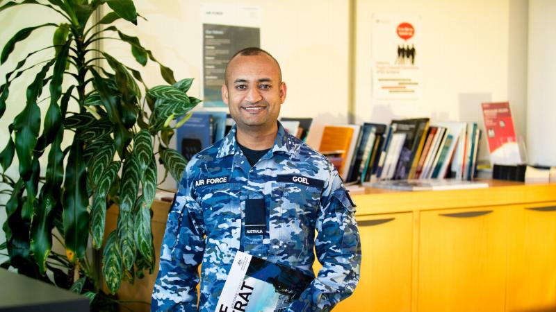 Royal Australian Air Force personnel capability officer Flying Officer Ishan Goel at Russell Offices in Canberra. Photo: Leading Aircraftman Adam Abela