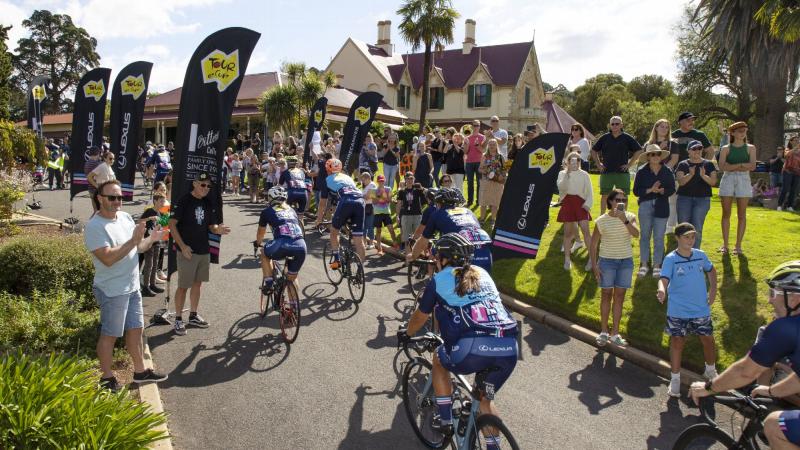 Tour de Cure participants cross the finish line at RMC, Duntroon.  Photo: Sergeant Tristan Kennedy