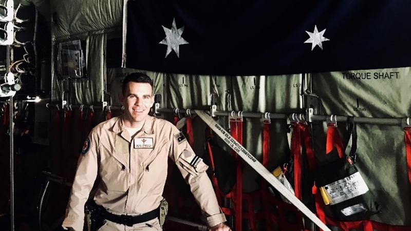 Squadron Leader Shaun Robertson, pictured on a previous deployment in Afghanistan, recently won a prestigious Prince of Wales Award.