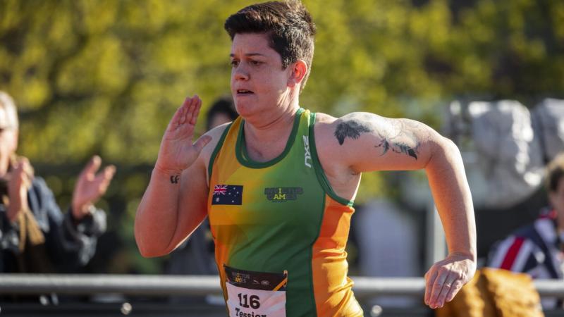 Invictus Games 2020 Team Australia competitor Kerrie Tessier takes part in a track event during the athletics meet held at Invictus Games Park in The Hague, Netherlands.