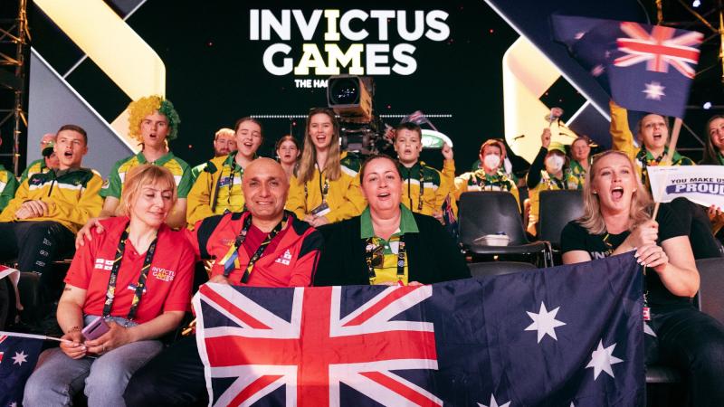 Australia's Invictus Games 2020 competitors are cheered on by family and friends during one of the events at Invictus Games Park in The Hague, Netherlands. Photo: Sergeant Oliver Carter