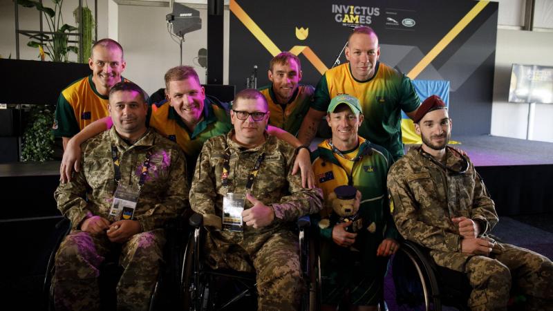 Australian Invictus Games 2020 competitors joined Team Ukraine personnel at Invictus Games Park in The Hague, Netherlands. Photo: Sergeant Oliver Carter