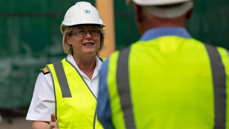 Rear Admiral Wendy Malcolm tours the Tropical Reef Shipyard in Cairns. Photo: Leading Seaman Shane Cameron