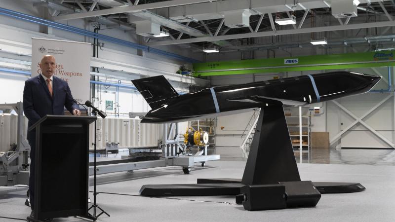 Defence Minister Peter Dutton opens the naval guided weapons maintenance facility at Orchid Hills, near Penrith in Sydney's west. Photo: Able Seaman Benjamin Ricketts