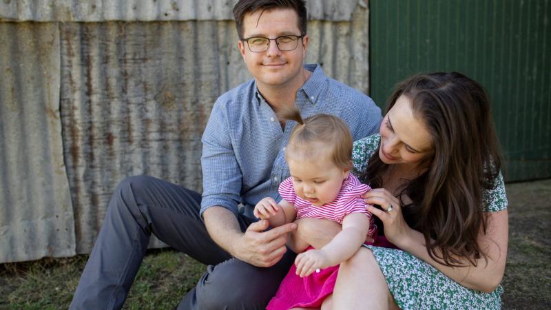  Major Josh Halloran reflects on National Families Week with his wife and daughter.  