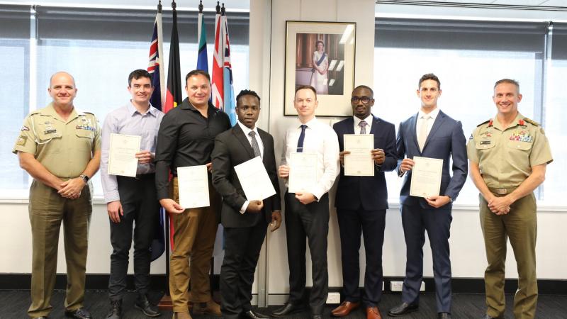 The six reservist specialist service officers were appointed at Defence Force Recruiting Perth through the BHP/Army Workforce Mobility Trial.