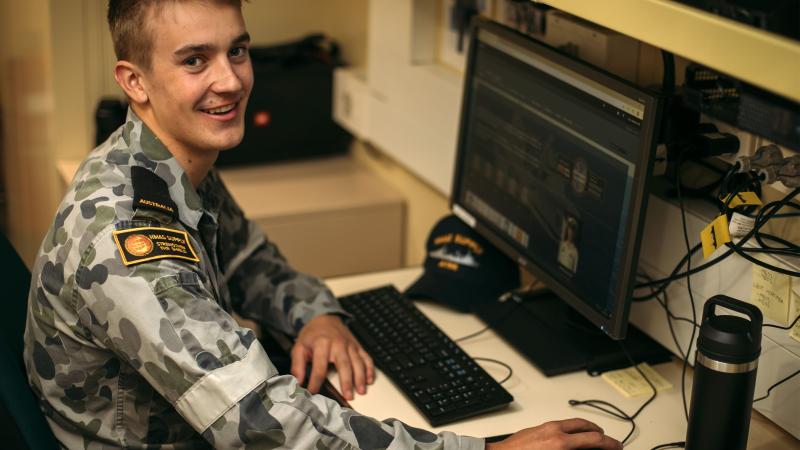 Seaman Harry Cox on board HMAS Supply during this year's fleet certification period conducted off Australia's east coast. Photo: Able Seaman Jarryd Capper
