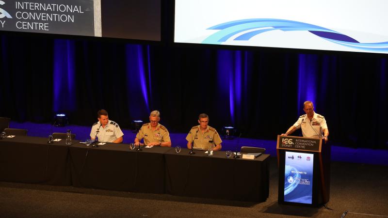 Chief of Navy, Vice Admiral Michael Noonan, opens the Sea Power conference. Photo: Leading Seaman James McDougall
