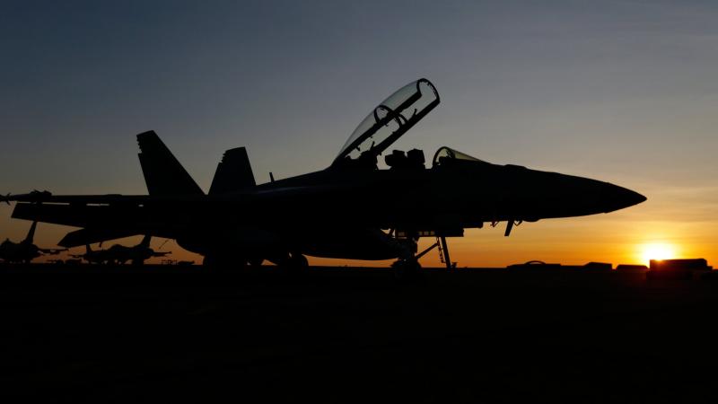 An F/A-18F Super Hornet from No. 1 Squadron on the flightline at RAAF Base Darwin during Exercise Pitch Black 2016.